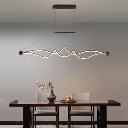 Modern LED Aluminum Restaurant Bar Pendant Lights Nordic Personality Simple Bedroom Study Light Creative Long Art Hanging Lamp