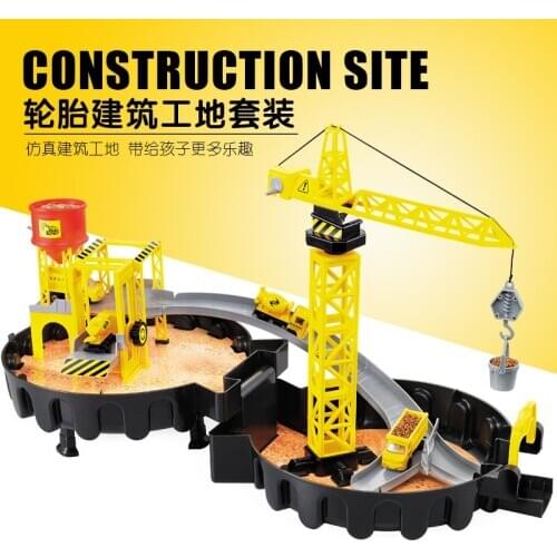 Tire construction site toy set, tire parking lot, childrens engineering car toys