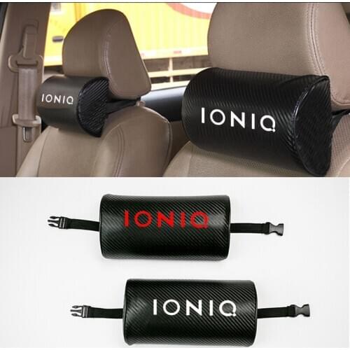 Carbon Fiber Texture PU Leather Car Neck Pillow For Hyundai Ioniq