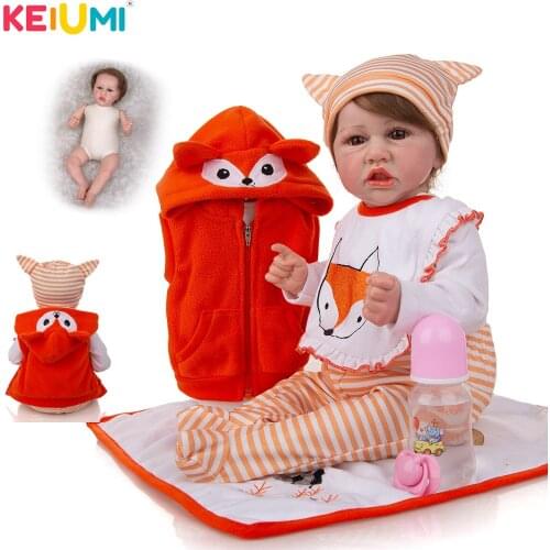 KEIUMI 57CM Reborn Baby Doll Cloth Body Lovely Well Packaged Reborn Newborn Doll Fast Delivery Dress Up For Festival Gift
