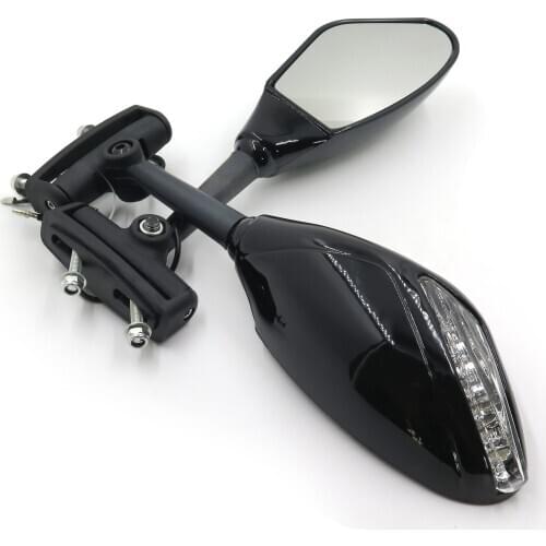 Aftermarket motorcycle parts Yellow LED lights Mirror for Kawasaki Ninja 500 636 ZX6RR ZX750 ZX7R ZX9R Z750S 250R