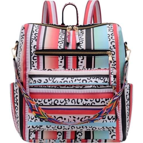 Retro Women Bohemia Backpack School Bags For Teenage Girls Crossbody Bag Leather Backpacks Multifunction Big Female Rucksack