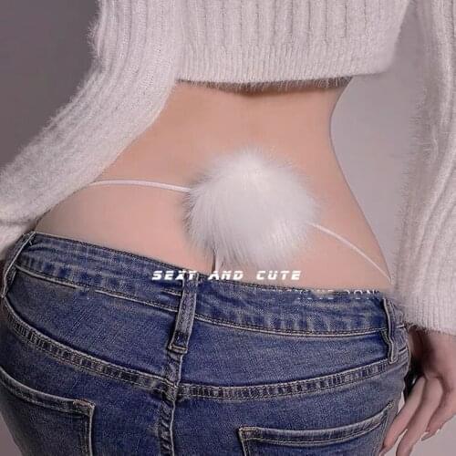 Women Underwear Sexy Panties Pompom Rabbit Hair Ball Briefs G String Ladies Girls Lolita Thong Briefs T-back Underwear