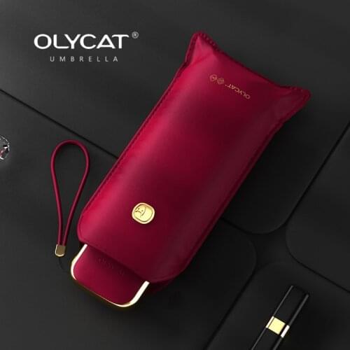 OLYCAT Flat Portable 5 Folding Mini Umbrella Uv Radiation Pocket Umbrella Women Outdoor Girls Vinyl Gifts
