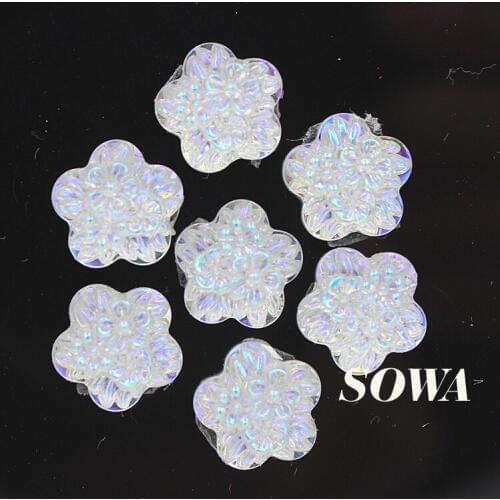 100Pcs/lot Resin Diamante,Size 10mm White/Crystal AB Round Plum Shape Flatback Scrapbooking AB Resin Cabochon Beads