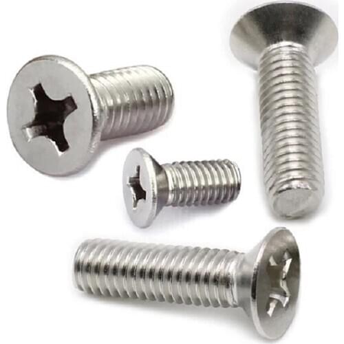 100pcs/lot GB819 DIN965 M2 M2.5 M3 M3.5 stainless steel 304 phillips flat countersunk head micro mach