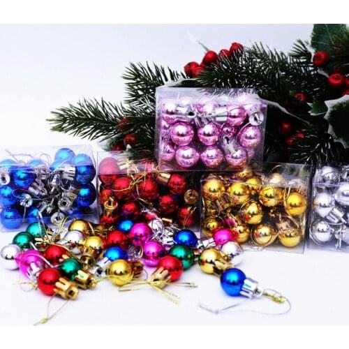 24pcs 2cm Colorful Christmas Balls Pendant Christmas Decoration for Home New Year 2022 Xmas Gifts Navidad 2021 Decor Ornament