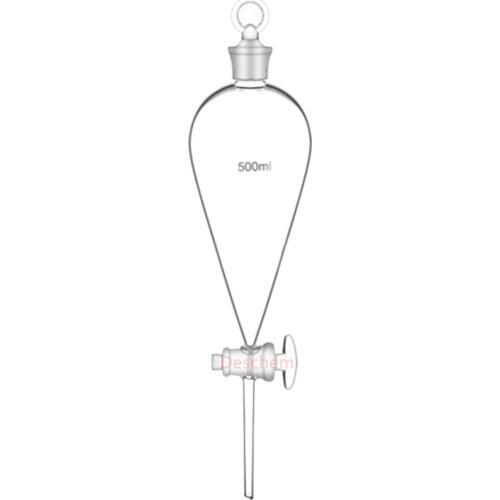 500ml 24/29 Glass Separatory Dropping Funnel Straight Tip Drip Pyriform Glass stopcock W/stopper