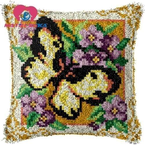 Butterfly Flowers cross-stitch pillow latch hook kits embroidery carpet do it yourself embroidery pillow cushions home decor