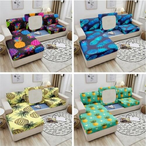 Pineapple Sofa Seat Cover 1/2/3/4 Seater Elastic Stretch Cushion Cover For Living Room Corner Sofa Spandex Seat Cushion Cover