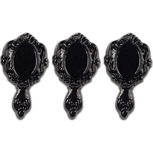 30Pcs Black Mirror Resin Decoration Crafts Beads Frame Flatback Cabochon Scrapbook DIY Embellishments Accessories