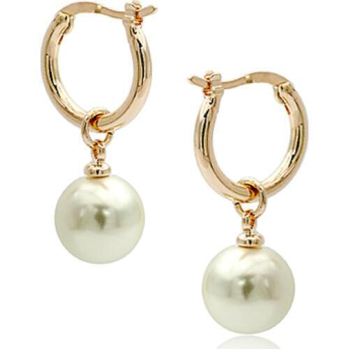 DANS ELEMENT Real Big Brand Brinco Simulated Pearl Rose Gold Color hoop earrings For women New Sale Hot #RG82561Gold