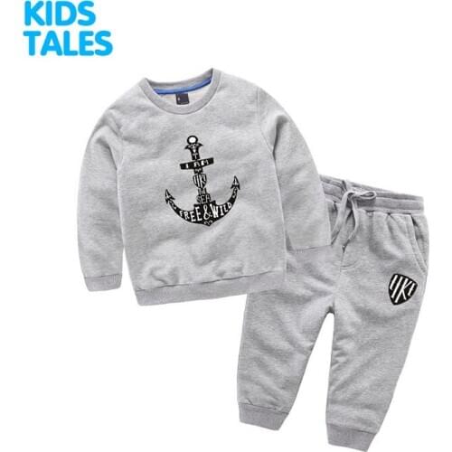 Baby girls boys clothes sets 2017 Spring Autumn Kids Grey Long Sleeve Sweater+Black Trousers 2pcs suit Boys Casual Outfits