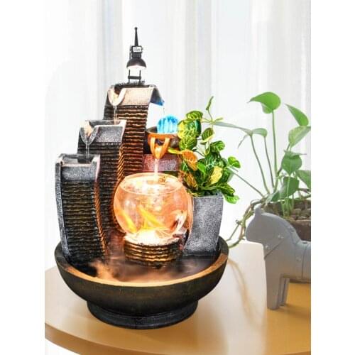 Chinese style Household aquarium water fountain office desktop furnishing articles Creative transshipment ball To open a gift
