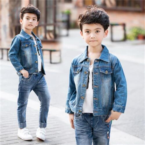 High quality hot selling New Boys coats denim jackets kids jeans outwear Turn-down Collar Boys Jacket