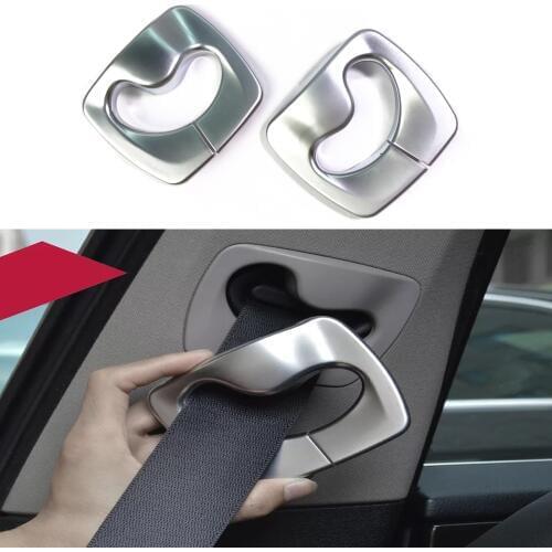 JEAZEA 2PCS Car Matt Chrome B Pillar Seat Safety Belt Trim Cover For BMW 5 Series F10 520 525 2011 2012 2013 2014 2015