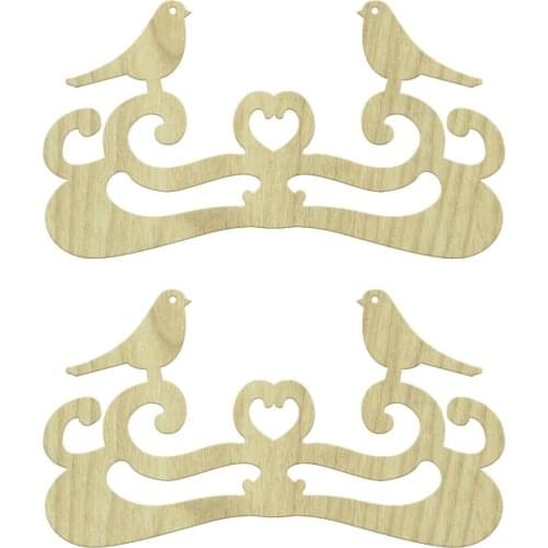 KD326 Bird Motif 2li Set Wooden Package Ornament, Hobby Wood Ornament