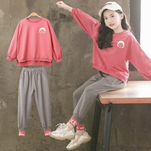 Girls Suits Sweatshirts + Pants 2pcs Kids Cotton 2021 Casual Spring Autumn High Quality Formal Sport Teenagers Children Sets Out
