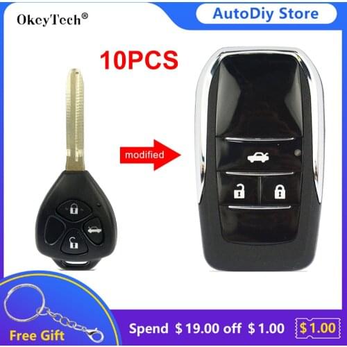 Best Price Okeytech 10PCS Replacement Remote Control Car Key Shell Case Fob For Toyota Corolla RAV4 TOY43 Uncut Blade Key Cover