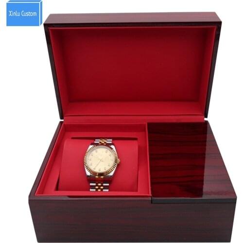 Best for Gift Blank Grade Square Brown Wood Glossy Luxury Gift Watch Boxes Display for Storage Box Watches Alibaba Factory