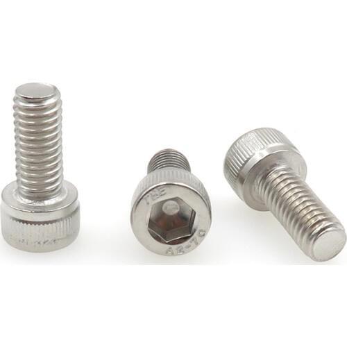 M3/M4/M5/M6 DIN912 304 Stainless Steel Hexagon Socket Head Cap Screws Inner Hex Socket Bicycle Bolt Metric Thread