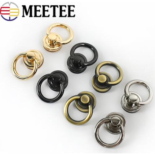 Meetee 5/10pcs ID20mm O Ring Hook Buckle Metal Rivet Clip Screws Bag Strap Handle Hang Buckles DIY Chain Side Clasp Hardware