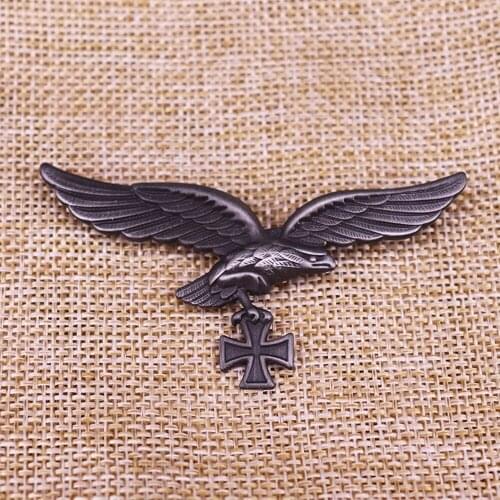 WWII WW2 GERMAN LUFTWAFFE IRON CROSS EAGLE METAL BADGE PIN COCKADE