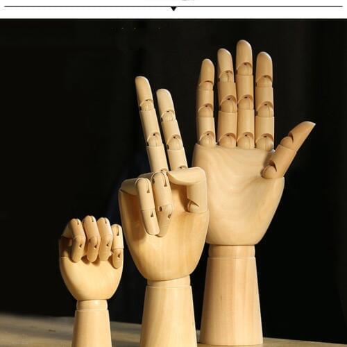 Sketching Human Model Home Furnishing Decoration 18cm Wood Craft Painting Articulated Wooden Cartoon Hand Model Decoration