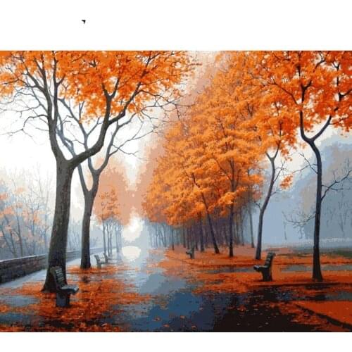Orange Woods Paint By Numbers Coloring Hand Painted Home Decor Kits Drawing Canvas DIY Oil Painting Pictures By Numbers