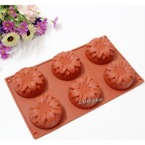 New arrival 6 cavities chrysanthemum flower shape silicone-mould easy demoulding cake fondant dessert chocolate pops mold baking