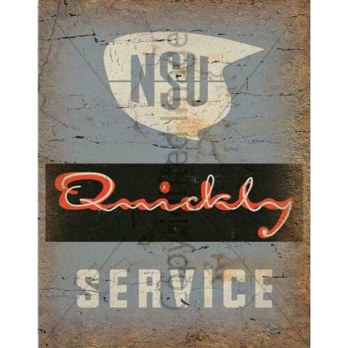NSU SERVICE VINTAGE GARAGE MAN CAVE DECOR WORKSHOP SIGN METAL TIN SIGN