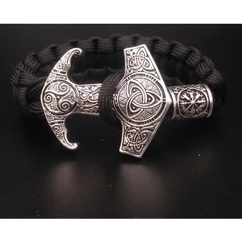 Odin Raven Slavic Kolovrat Thor Hammer Mjolnir Men Vikingos Triskele Trinity Viking Bracelet Valknut Vegvisir Rune Jewelry