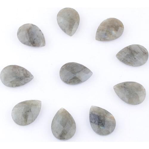Wholesale 20Pcs /Lot Natural Faceted Stone Labradorite 13x18mm Teardrop Cabochon No Hole Beads Jewelry Making TU3370