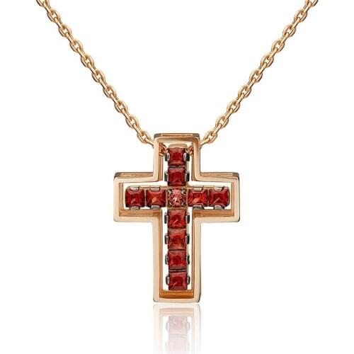 Pendant-transformer cross gold silver 585, Platina