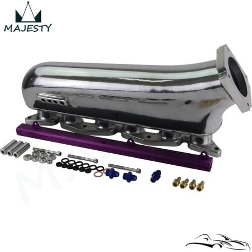 For Supra 1JZ 1JZGTE polished Intake Manifold + top feed fuel rail purple