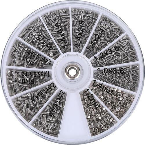 Strong Stainless Steel Assorted Glasses Screws Set With Round Plate Suitable For Glasses, Watches, Electronic Products