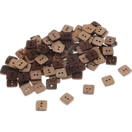 100pcs Brown 12mm Wooden Button Coconut Shell 2 Holes Clothing Sewing Button