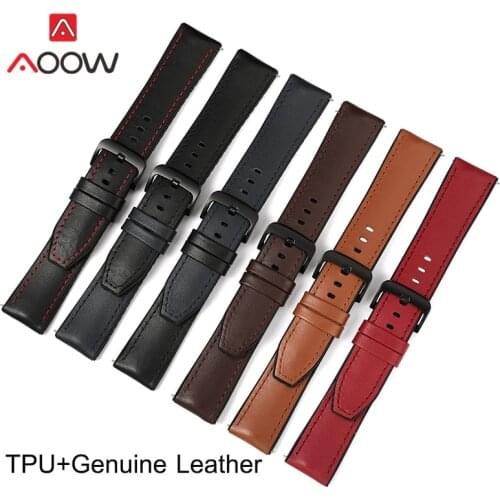 20mm 22mm Silicone Genuine Leather Strap Men Sport Replacement Band for Samsung Galaxy 46mm Gear S3 Huawei Watch GT 2 Amazfit