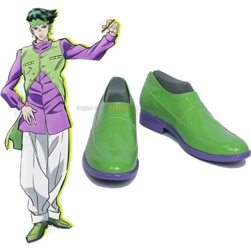 Rohan Kishibe Cosplay JoJos Bizarre Adventure Rohan Kishibe Cosplay Shoes Green Boots Custom Made