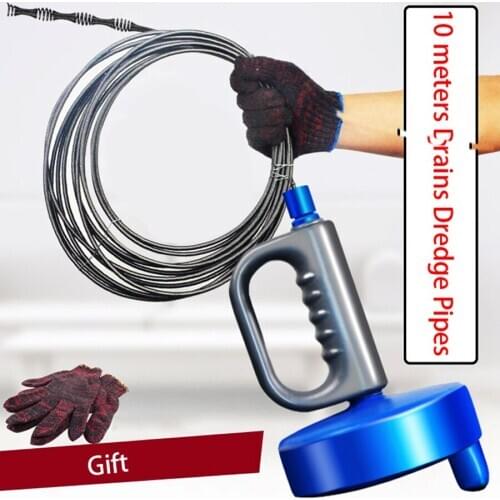 Kitchen Toilet Sewer Blockage Hand Tool Pipe Dredger Drains Dredge Drill-Powered Extendable 10 meters
