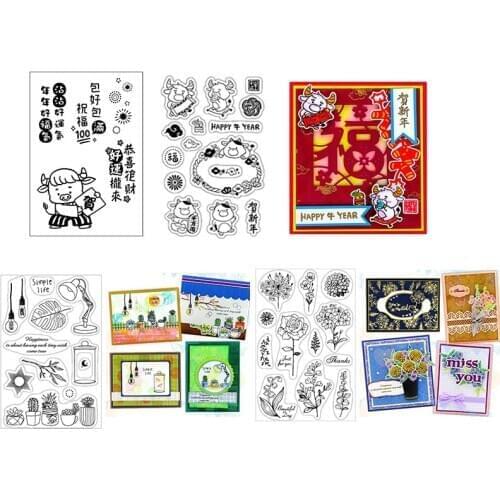 Chinese New Year Blessings Flowers Potted Plants Stamps Cutting Dies for DIY Christian Cards Red Packets Crafts Making 2021 New