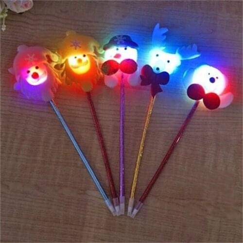 Glowing Plush Christmas Pen Cute Cartoon Creativity Small Fresh Student Office Signature Pen Santa Head Exam Pen Christmas Gift