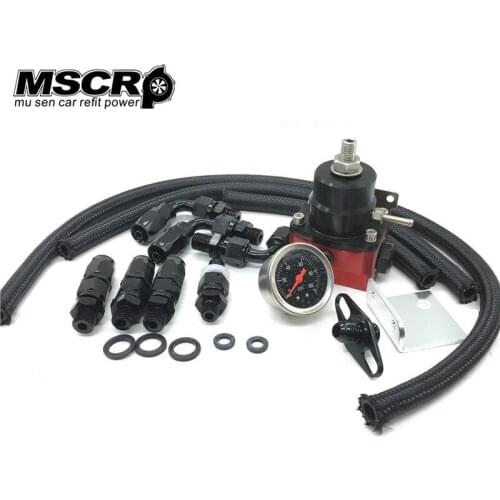 Universal Rubber Oil Cooler Kit with hose and gauge Fuel Pressure Regulator (black)