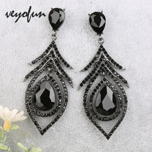 Veyofun Vintage Hollow Crystal Rhinestone Drop Earrings Classic Dangle Earrings Fashion Jewelry for Woman New