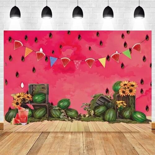 Yeele Summer Backdrop Photography Sunflower Watermelon Seeds Board Floor Red Background Baby Photocall Photo Studio Photophone
