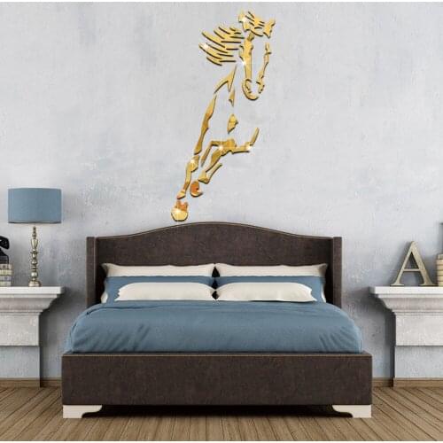 Galloping Horse Mirror Wall Sticker Modern Creative Design Wall Decals 3D Acrylic Mirror Surface Living Room Decor MUMR999