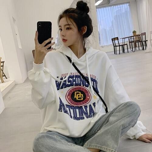 Womens Sweatshirt Spring And Autumn Thin 2020 Loose Korean Fashion BF Long Sleeve Early Autumn Top Hoodies Moletom En