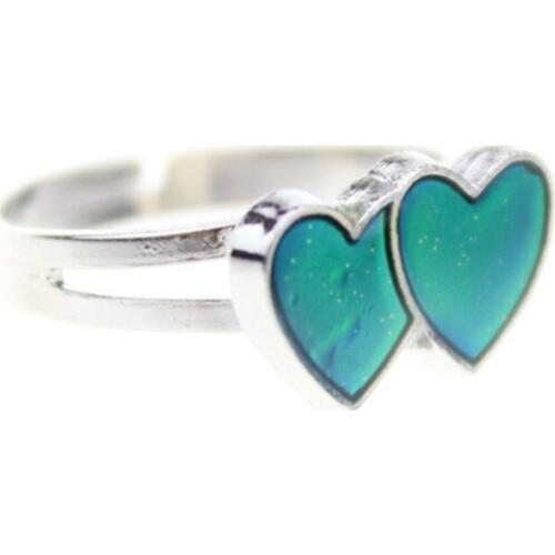 Cute Double Heart mood rings for women Color Changing Temperature Emotional/feeling rings Adjustable opening rings