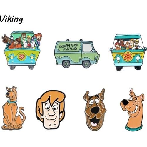 20pcs/lot G1402 Cartoon Dog Car Hard Enamel Pins Badge Brooch Backpack Bag Collar Lapel Decoration Jewelry Gifts for Friends