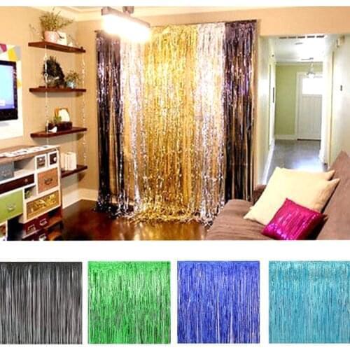 1*2m Party Backdrop Curtain Metallic Foil Fringe Shimmer Backdrop Birthday Wedding Party Wall Decoration Photo Zone Backdrop